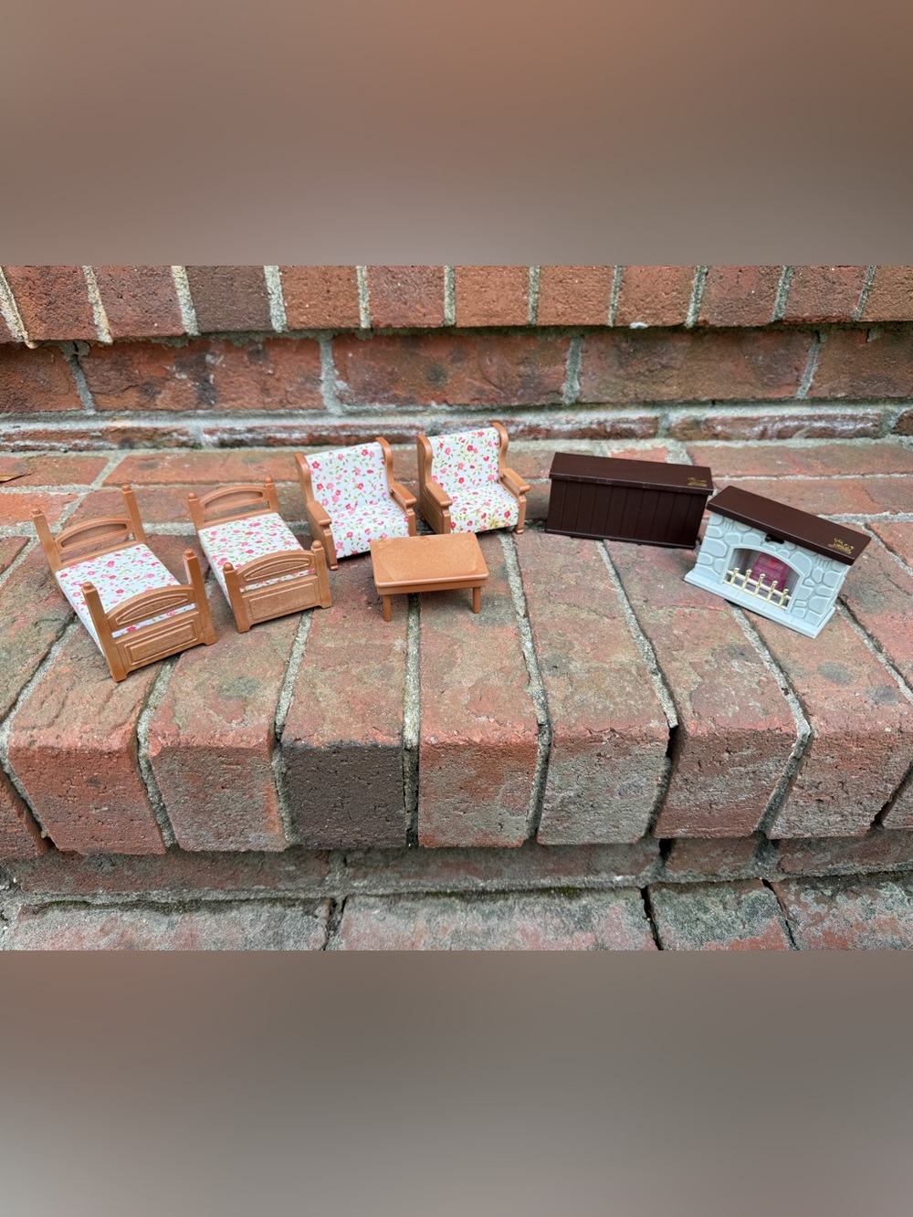 Bandai Maple Town Story 1986 Furniture Bed Chairs Fireplace Calico Critters